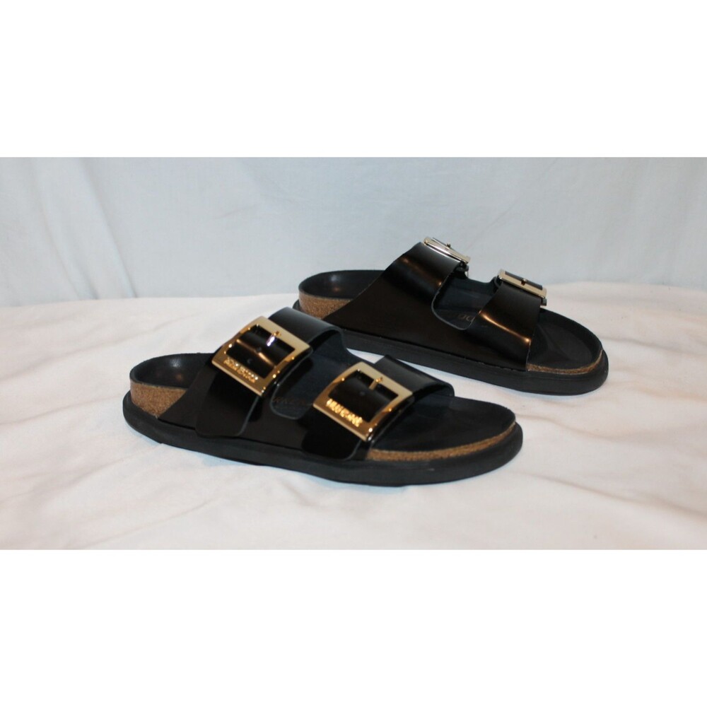 Birkenstock Women's Arizona Droplet Buckle Leather Slide Sandals Black EU 38 N